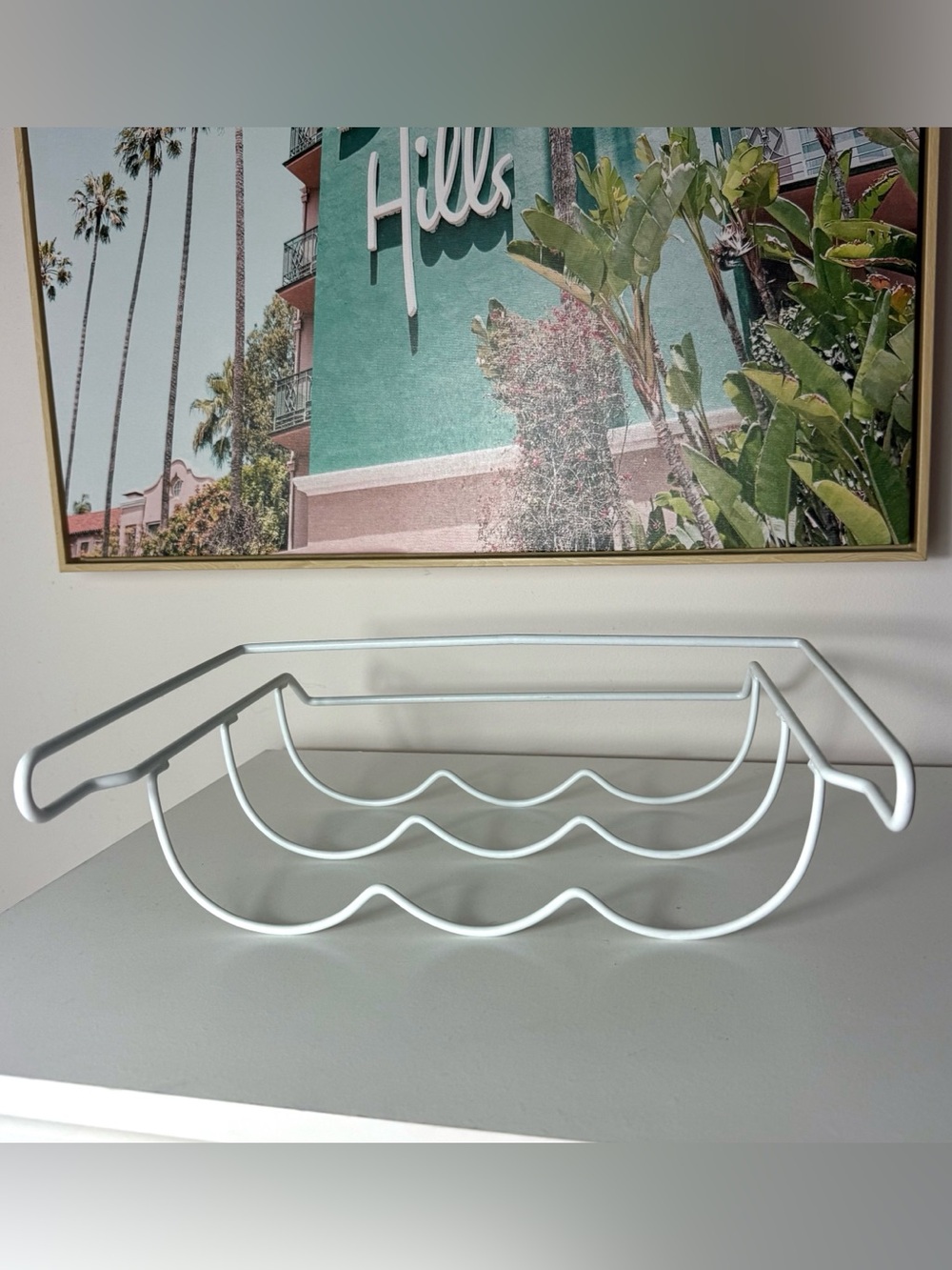 White Metal Under Shelf Wire Wine Rack Holds 3 Bottles Fridge Cabinet New